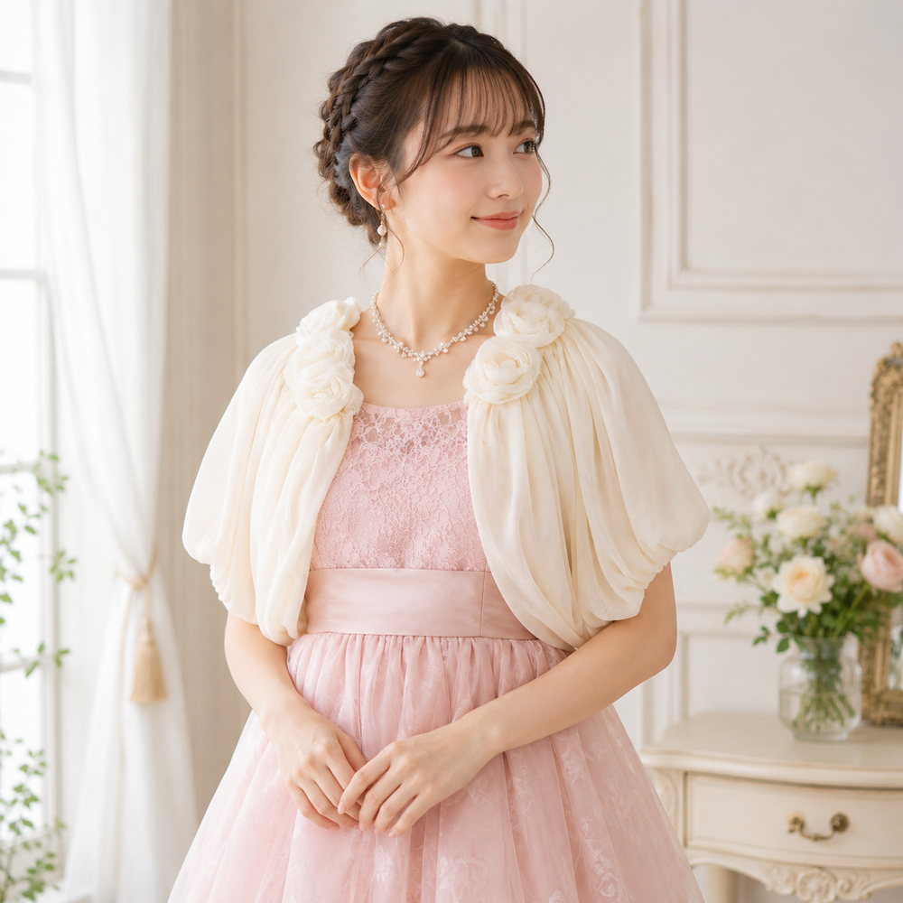 後ろ姿まで美しい シフォンティアードボレロ
